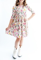 Mila & Rose Holly Jolly Christmas 3/4 Sleeve Pocket Twirl Dress