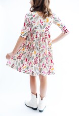 Mila & Rose Holly Jolly Christmas 3/4 Sleeve Pocket Twirl Dress