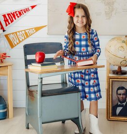 Mila & Rose Plaid Apples L/S Pocket Twirl Dress