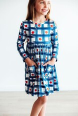 Mila & Rose Plaid Apples L/S Pocket Twirl Dress