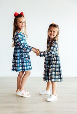 Mila & Rose Plaid Apples L/S Pocket Twirl Dress