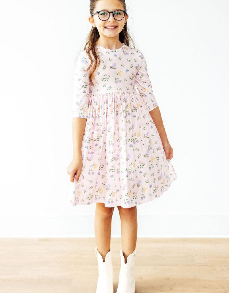 Mila & Rose Pastel Petals 3/4 Sleeve Pocket Twirl Dress