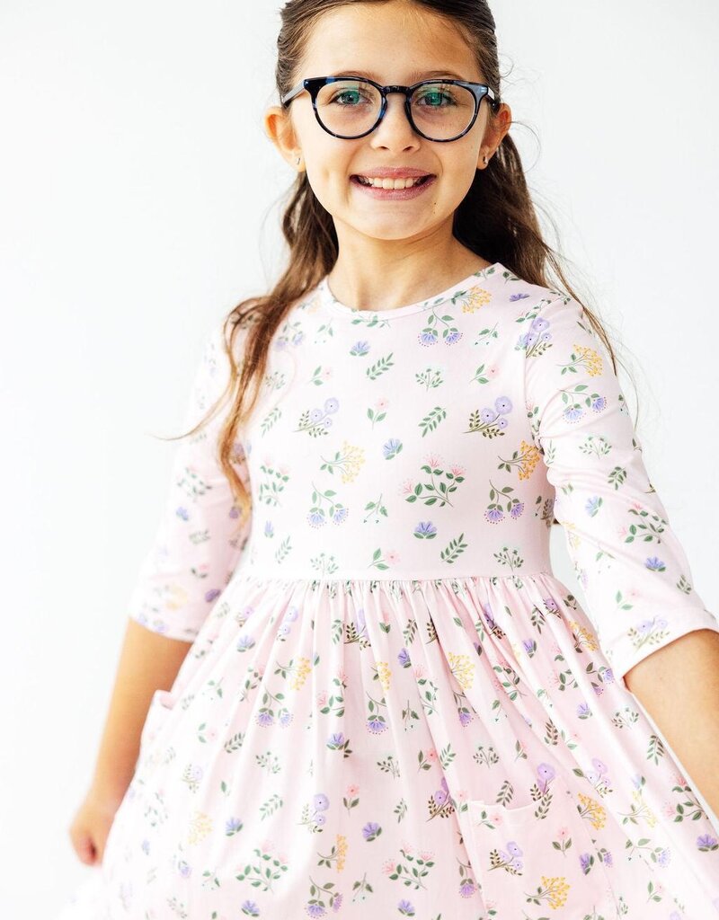 Mila & Rose Pastel Petals 3/4 Sleeve Pocket Twirl Dress