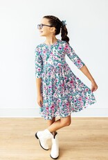 Mila & Rose Vivid Garden 3/4 Sleeve Pocket Twirl Dress