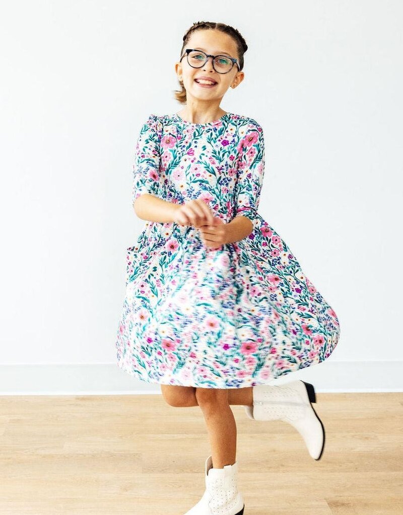 Mila & Rose Vivid Garden 3/4 Sleeve Pocket Twirl Dress