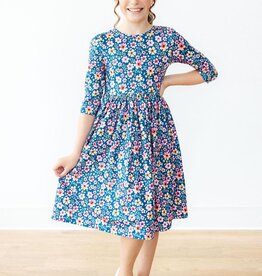 Mila & Rose SALE Rainforest Blooms 3/4 Sleeve Pocket Twirl Dress