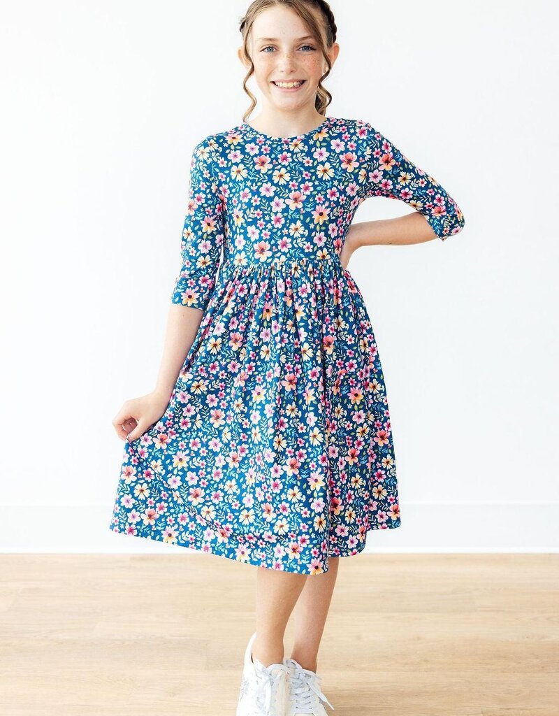 Mila & Rose Rainforest Blooms 3/4 Sleeve Pocket Twirl Dress