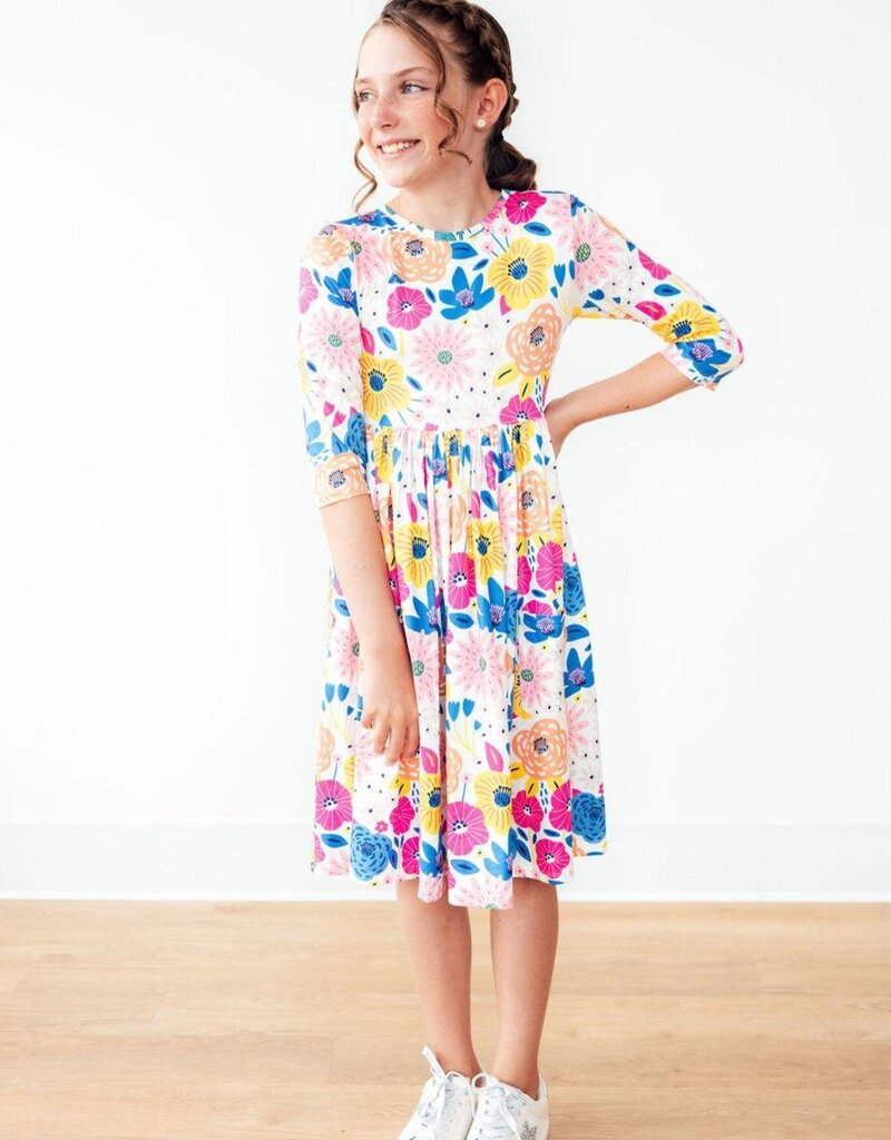 Mila & Rose Sunshine Floral 3/4 Sleeve Pocket Twirl Dress