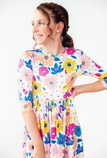 Mila & Rose Sunshine Floral 3/4 Sleeve Pocket Twirl Dress