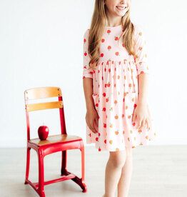 Mila & Rose An Apple a Day 3/4 Sleeve Pocket Twirl Dress