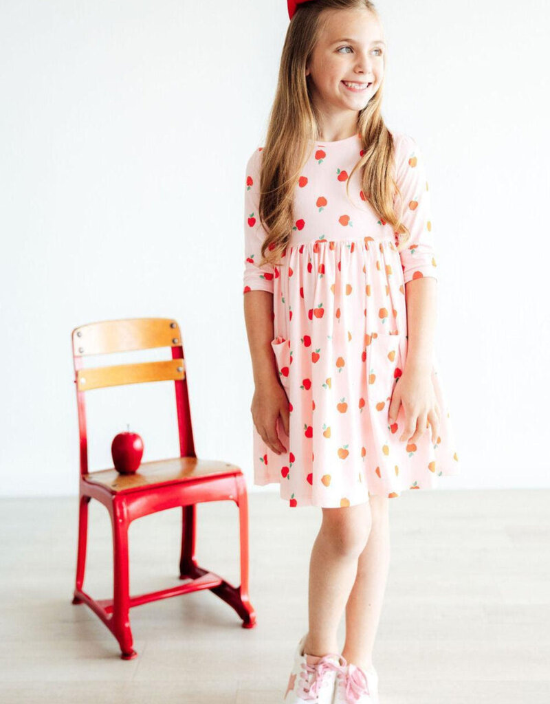 Mila & Rose An Apple a Day 3/4 Sleeve Pocket Twirl Dress