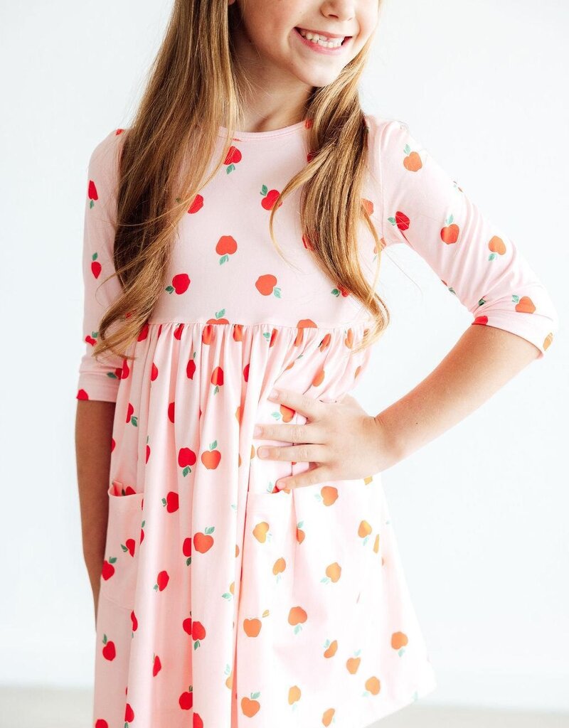 Mila & Rose An Apple a Day 3/4 Sleeve Pocket Twirl Dress