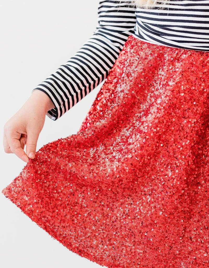 Mila & Rose Red Sequin Twirl Skort