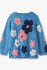 Hatley Kids floral cluster furry sweater azure blue