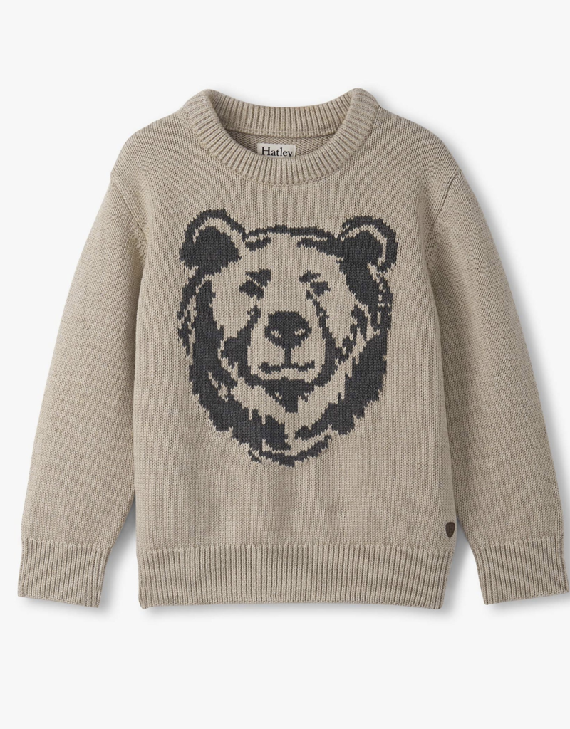 Hatley Kids oatmeal bear crew neck sweater