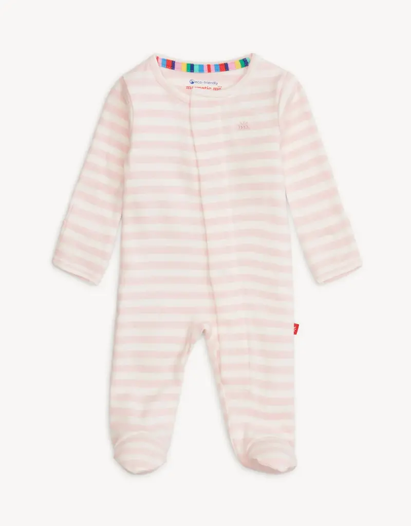 Magnetic Me PINK STRIPE ORGANIC COTTON FOOTIE