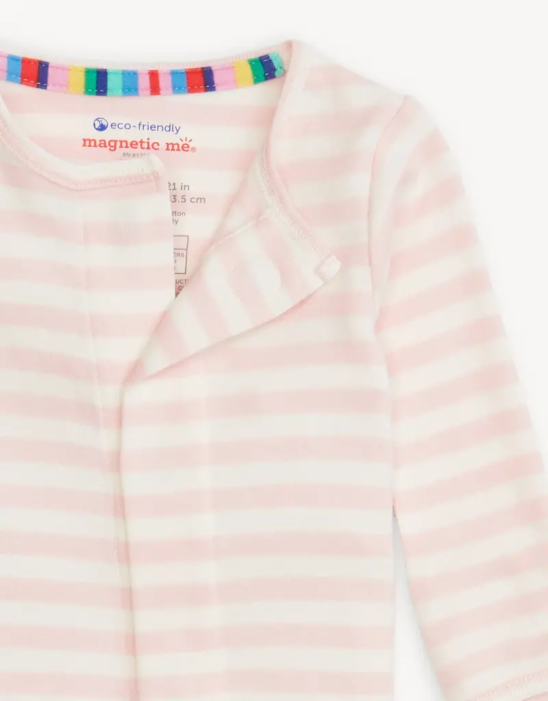 Magnetic Me PINK STRIPE ORGANIC COTTON FOOTIE
