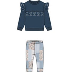 miles the label L/S BLUE TOP PATCHWORK LEGGING SET