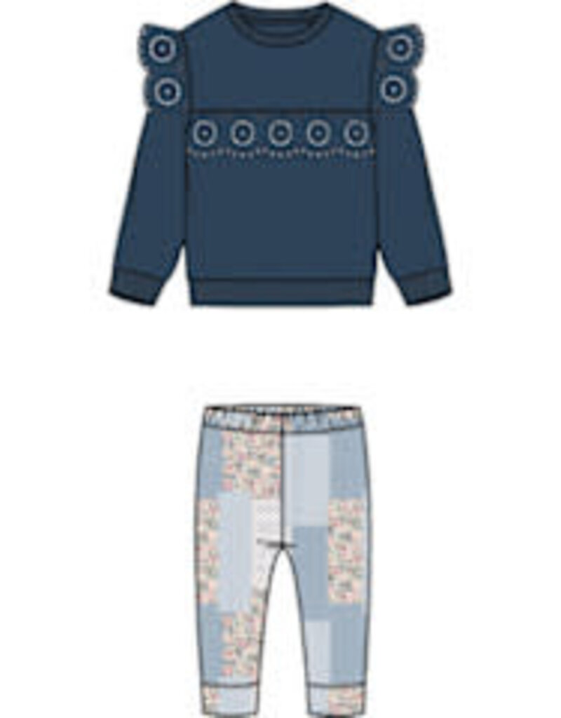miles the label L/S BLUE TOP PATCHWORK LEGGING SET
