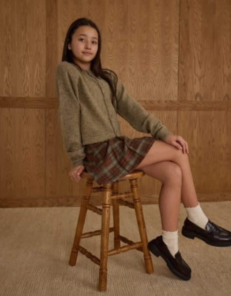 Rylee + Cru Inc. PLEATED SKIRT || HOLIDAY PLAID TEEN EVERGREEN