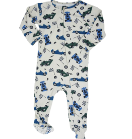 Sweet Bamboo Zippered Footie Race Cars