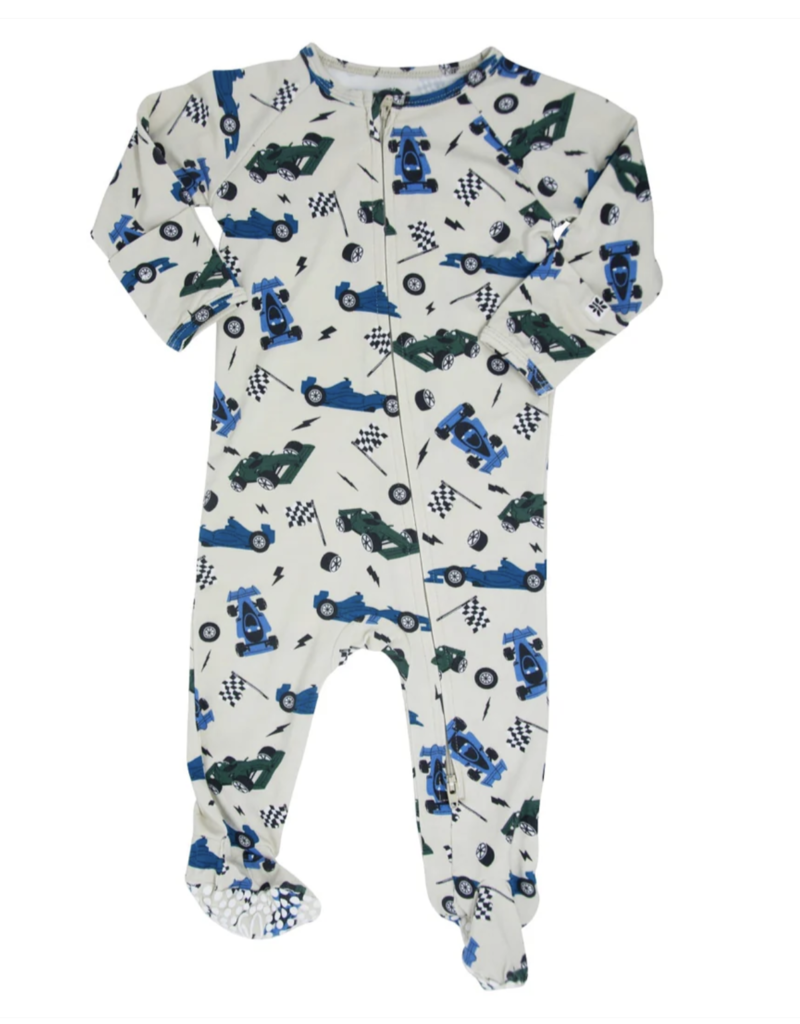 Sweet Bamboo Zippered Footie Race Cars