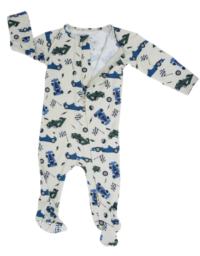 Sweet Bamboo Zippered Footie Race Cars