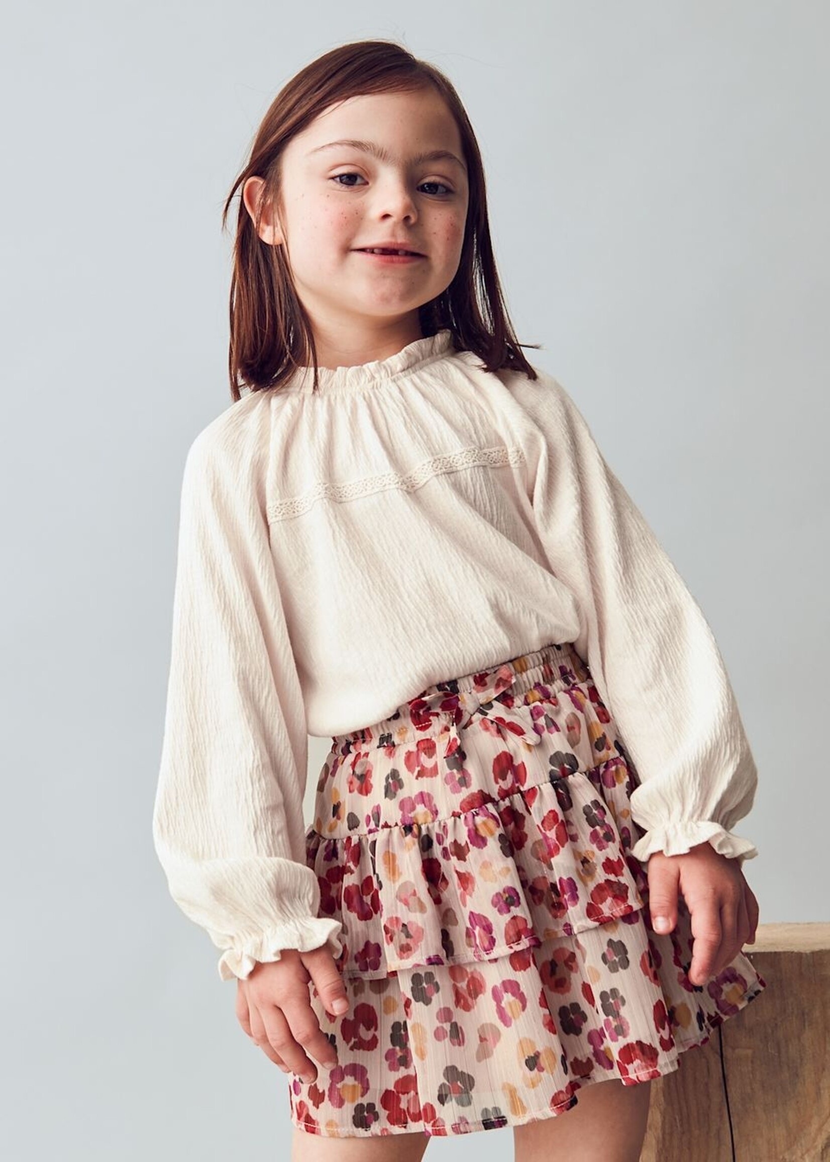 Mayoral Cherry Gauze Printed Skirt