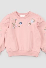 miles the label L/S PINK SWEATSHIRT W/EMB FLOWERS
