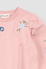 miles the label L/S PINK SWEATSHIRT W/EMB FLOWERS