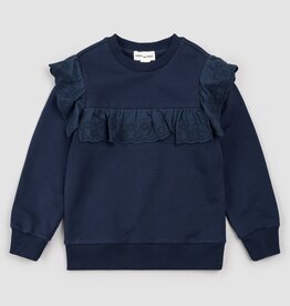 miles the label L/S SWEATSHIRT W/RUFFLE NAVY