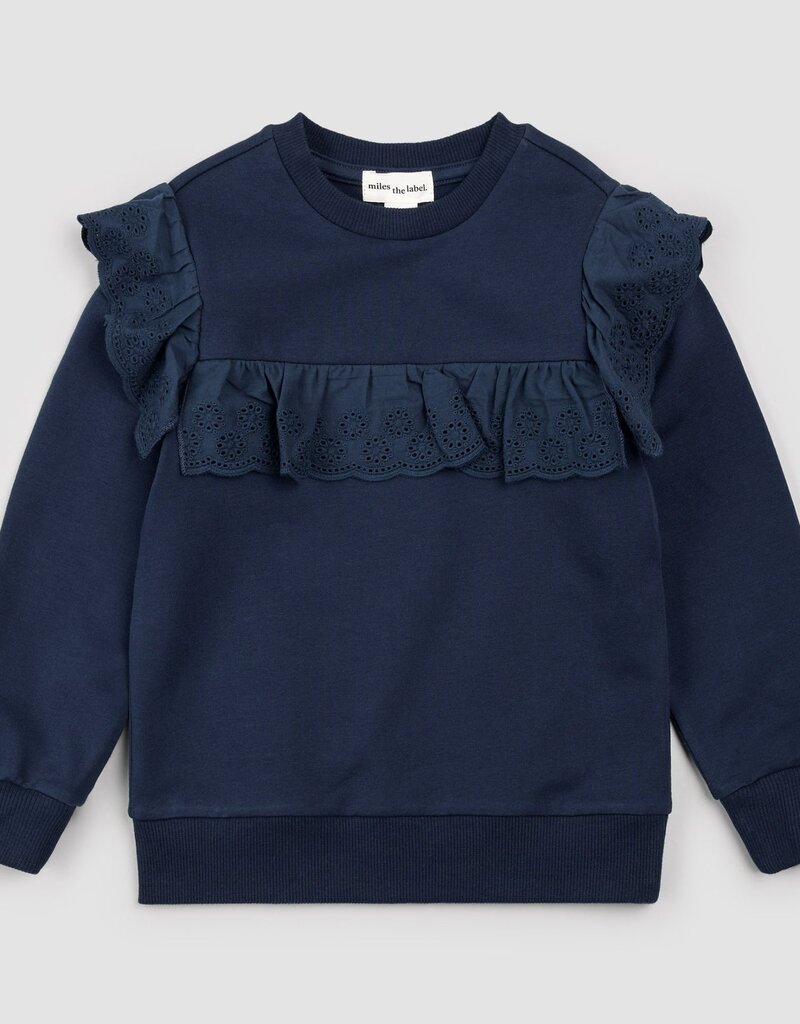miles the label L/S SWEATSHIRT W/RUFFLE NAVY