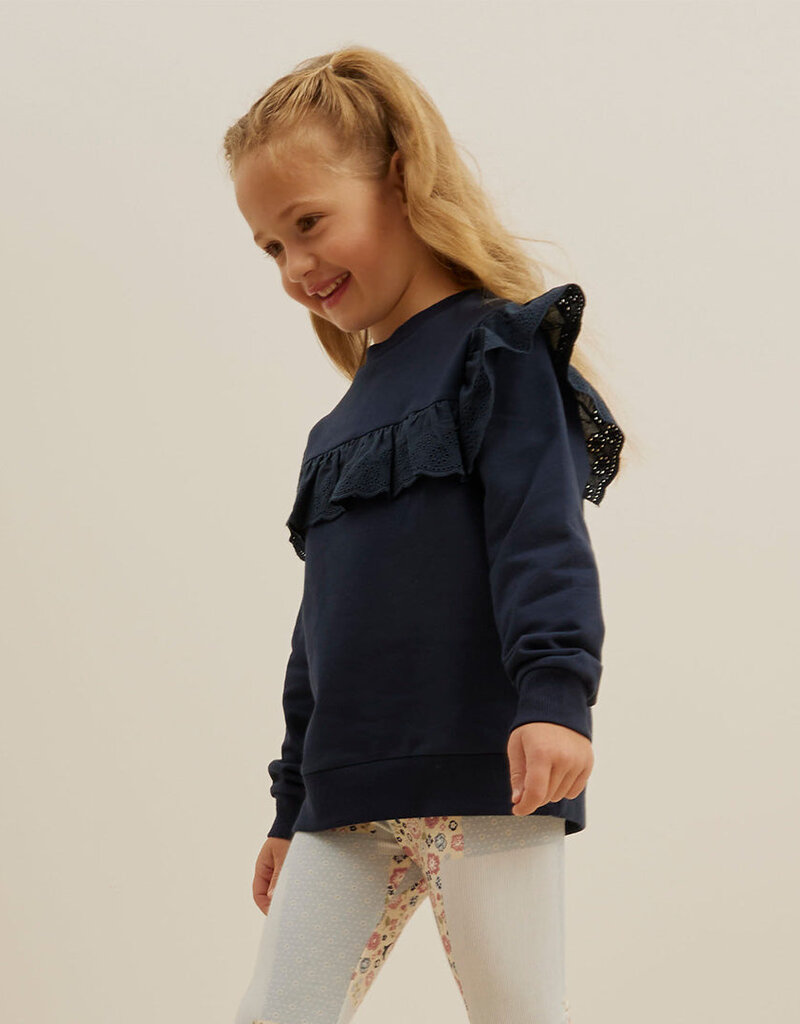 miles the label L/S SWEATSHIRT W/RUFFLE NAVY