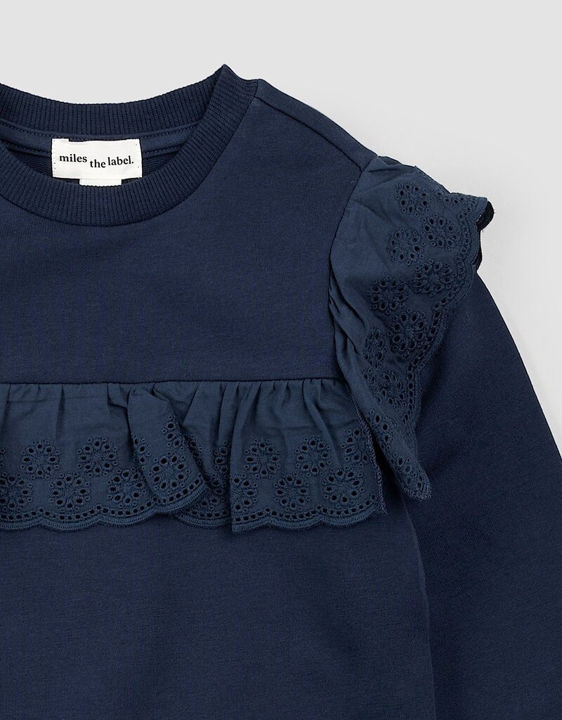 miles the label L/S SWEATSHIRT W/RUFFLE NAVY