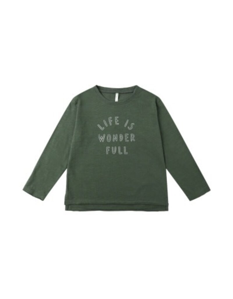 Rylee + Cru Inc. RAW EDGE L/S TEE || LIFE IS WONDER FULL EVERGREEN