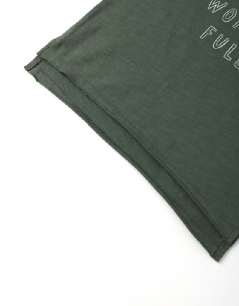 Rylee + Cru Inc. RAW EDGE L/S TEE || LIFE IS WONDER FULL EVERGREEN