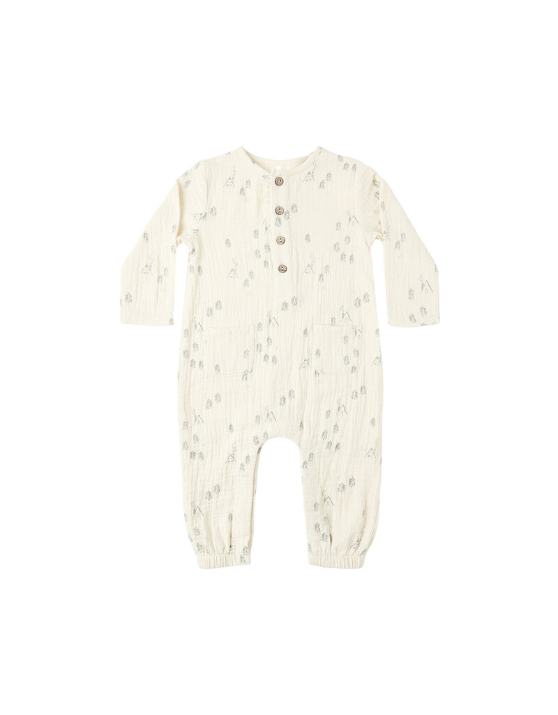 Rylee + Cru Inc. LONG SLEEVE WOVEN JUMPSUIT || WOODS