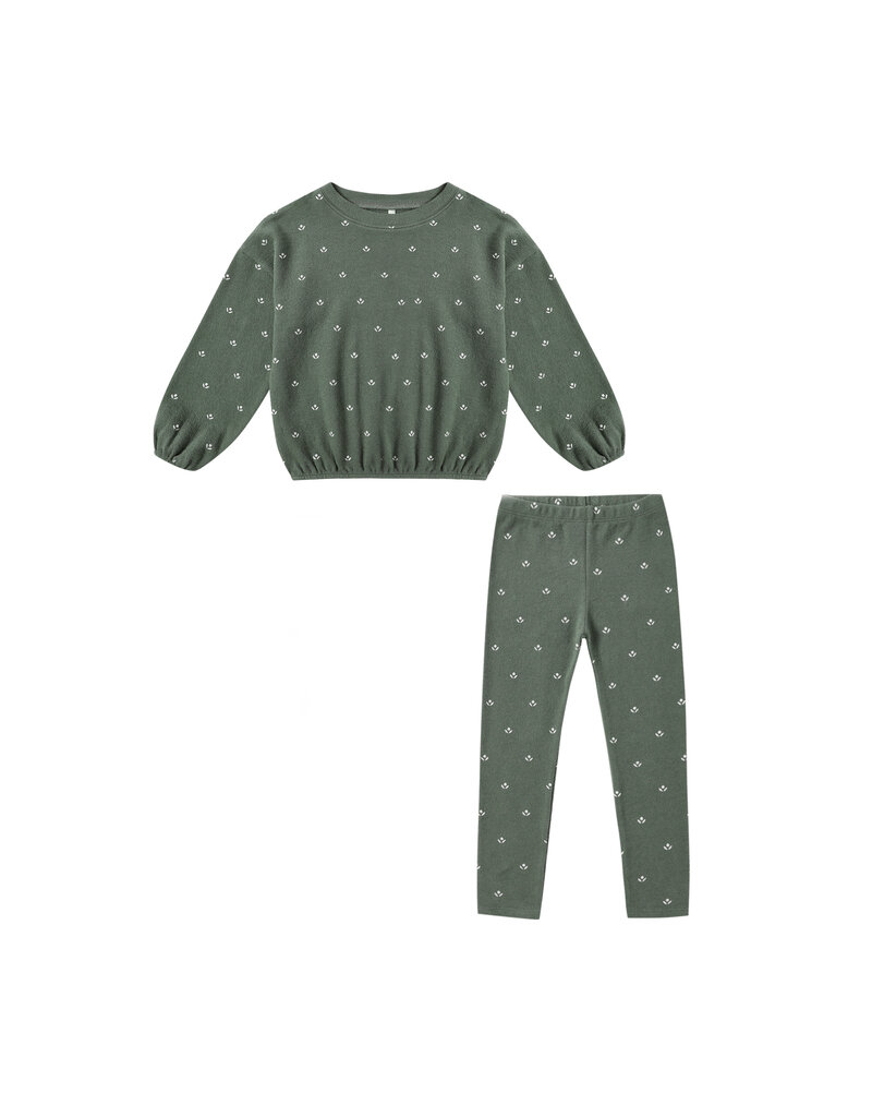 Rylee + Cru Inc. SPONGEY KNIT SET || EVERGREEN DITSY