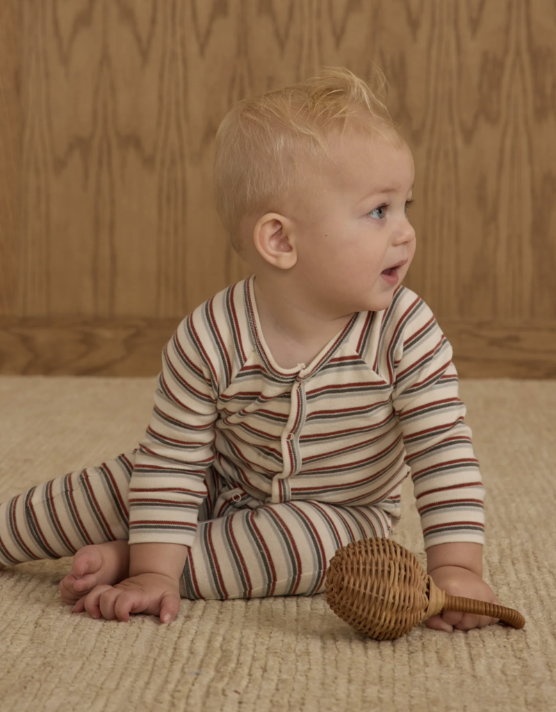 Rylee + Cru Inc. ORGANIC LONG JOHN PAJAMAS || HOLIDAY STRIPE