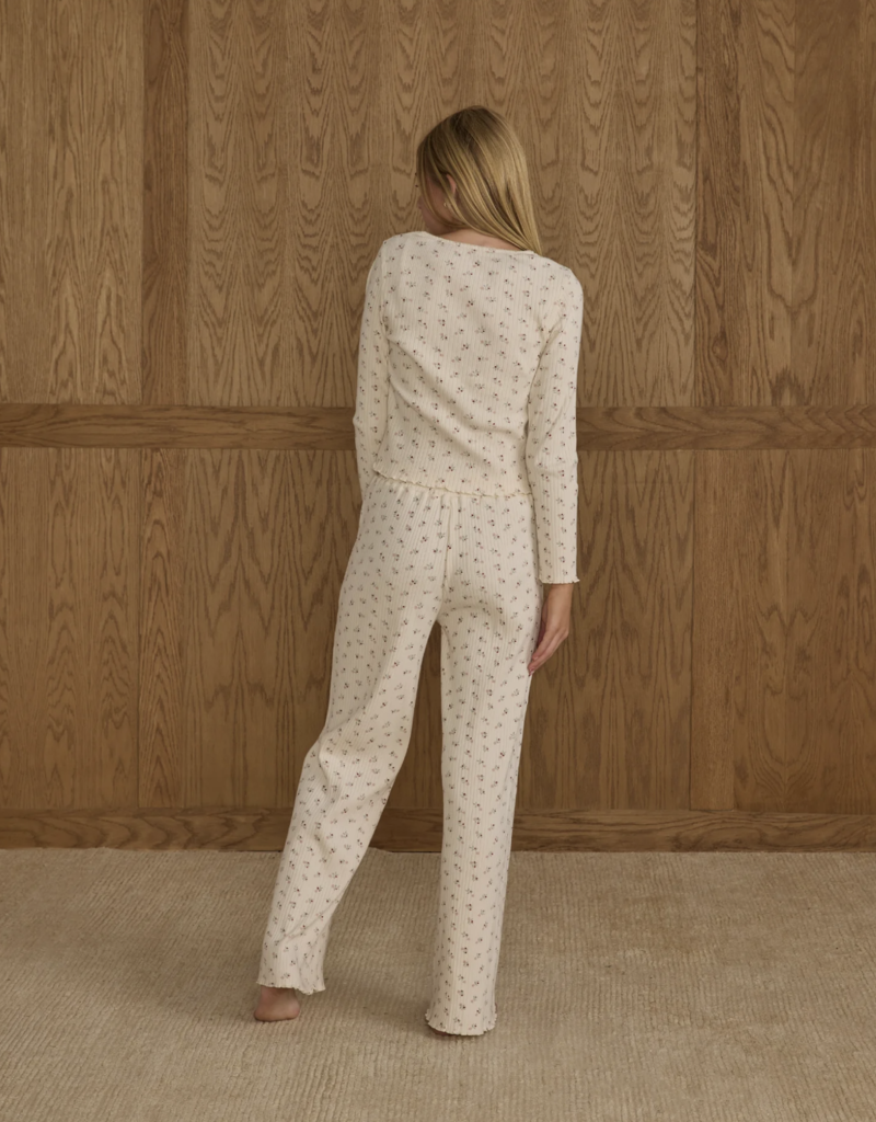 Rylee + Cru Inc. RIBBED LOUNGE SET || NATURAL DITSY TEEN