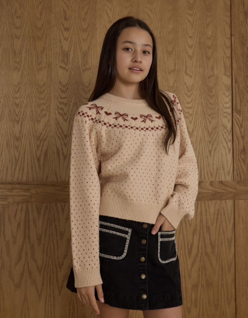 Rylee + Cru Inc. FAIR ISLE SWEATER || BOWS TEEN PETAL