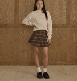 Rylee + Cru Inc. SALE PLEATED SKIRT || HOLIDAY PLAID TEEN EVERGREEN