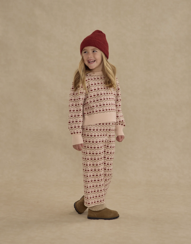 Rylee + Cru Inc. JACQUARD KNIT SET || RUBY HEARTS PETAL