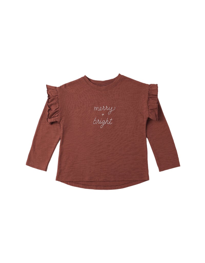 Rylee + Cru Inc. RUFFLE L/S TEE || MERRY + BRIGHT RUBY