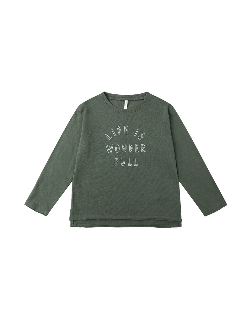 Rylee + Cru Inc. RAW EDGE L/S TEE || LIFE IS WONDER FULL EVERGREEN