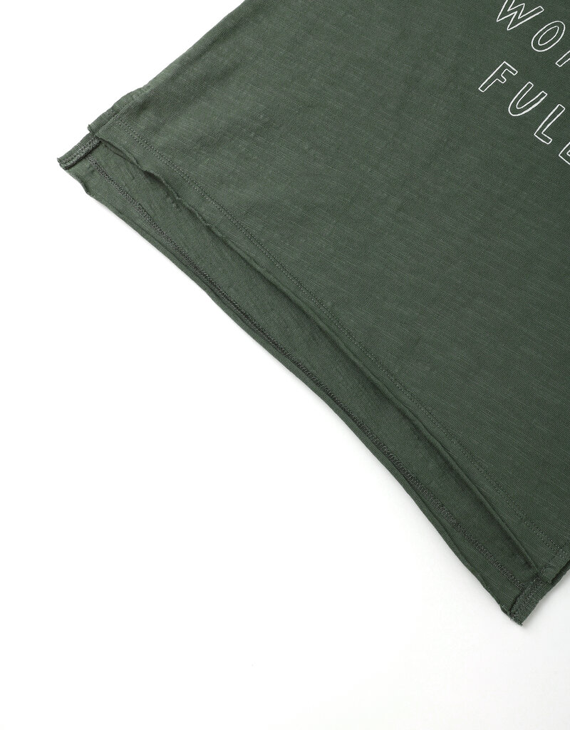 Rylee + Cru Inc. RAW EDGE L/S TEE || LIFE IS WONDER FULL EVERGREEN