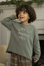 Rylee + Cru Inc. RAW EDGE L/S TEE || LIFE IS WONDER FULL EVERGREEN