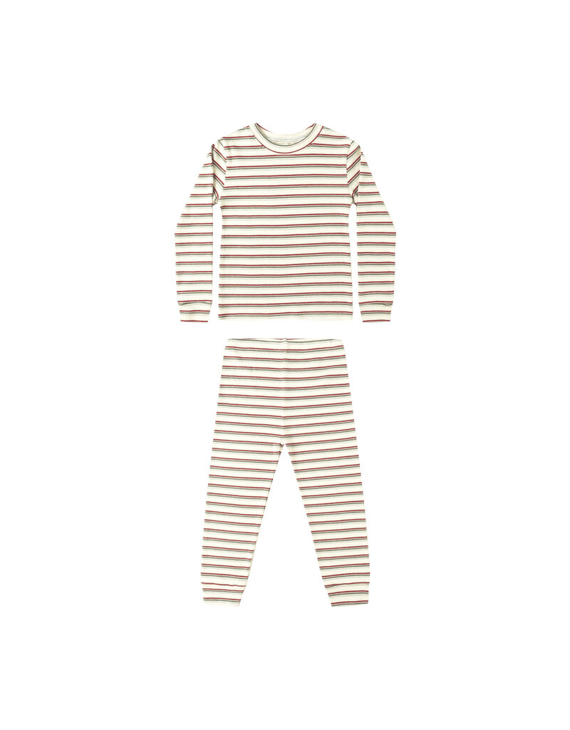 Rylee + Cru Inc. ORGANIC LONG SLEEVE PAJAMA SET || HOLIDAY STRIPE