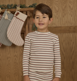 Rylee + Cru Inc. ORGANIC LONG SLEEVE PAJAMA SET || HOLIDAY STRIPE