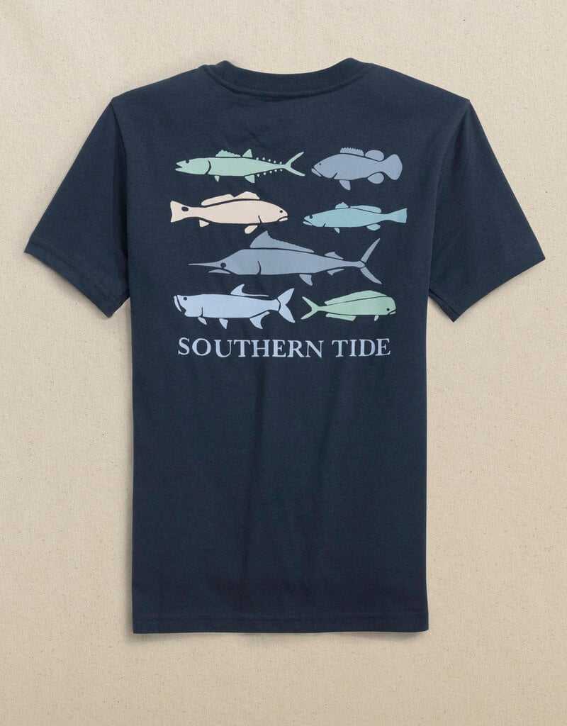 Southern Tide S/S Fish Stamp Tee Dress Blue